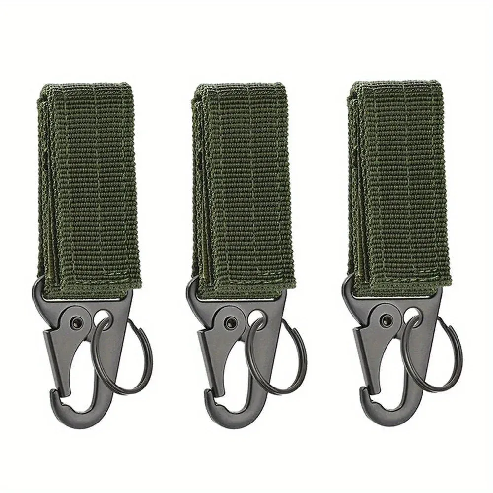 mousqueton tactique d'extérieur, 3 pièces, porte-clés edc, sangle en nylon, porte-clés, sac à dos de camping, crochet de ceinture, boucle suspendue, clip muilter