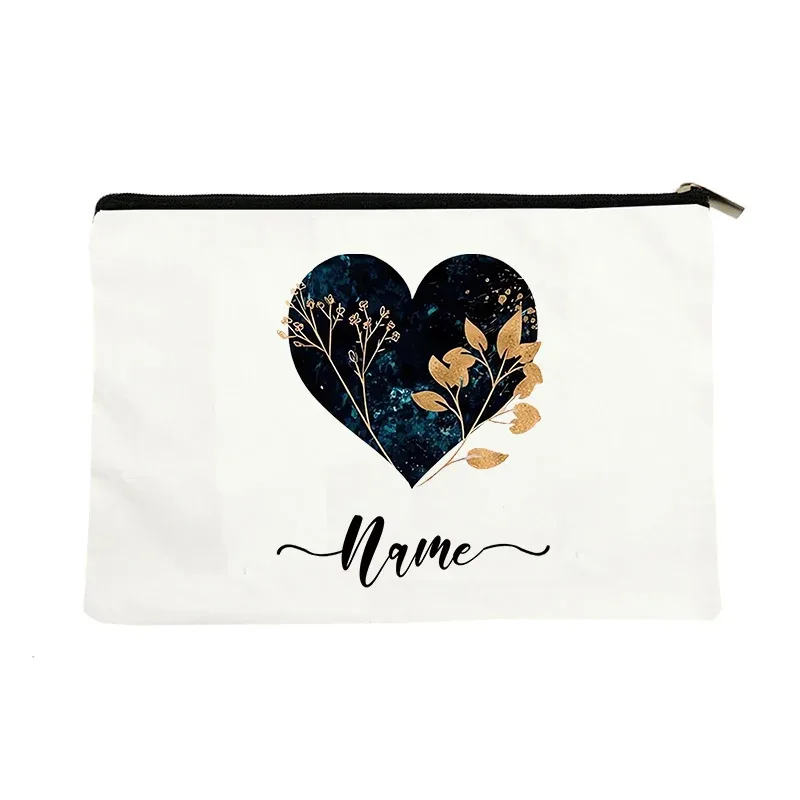 pochette organisatrice en toile noire et or de luxe avec initiales, sac de voyage pour cosmétiques, cadeau de toilette d'anniversaire avec nom personnalisé