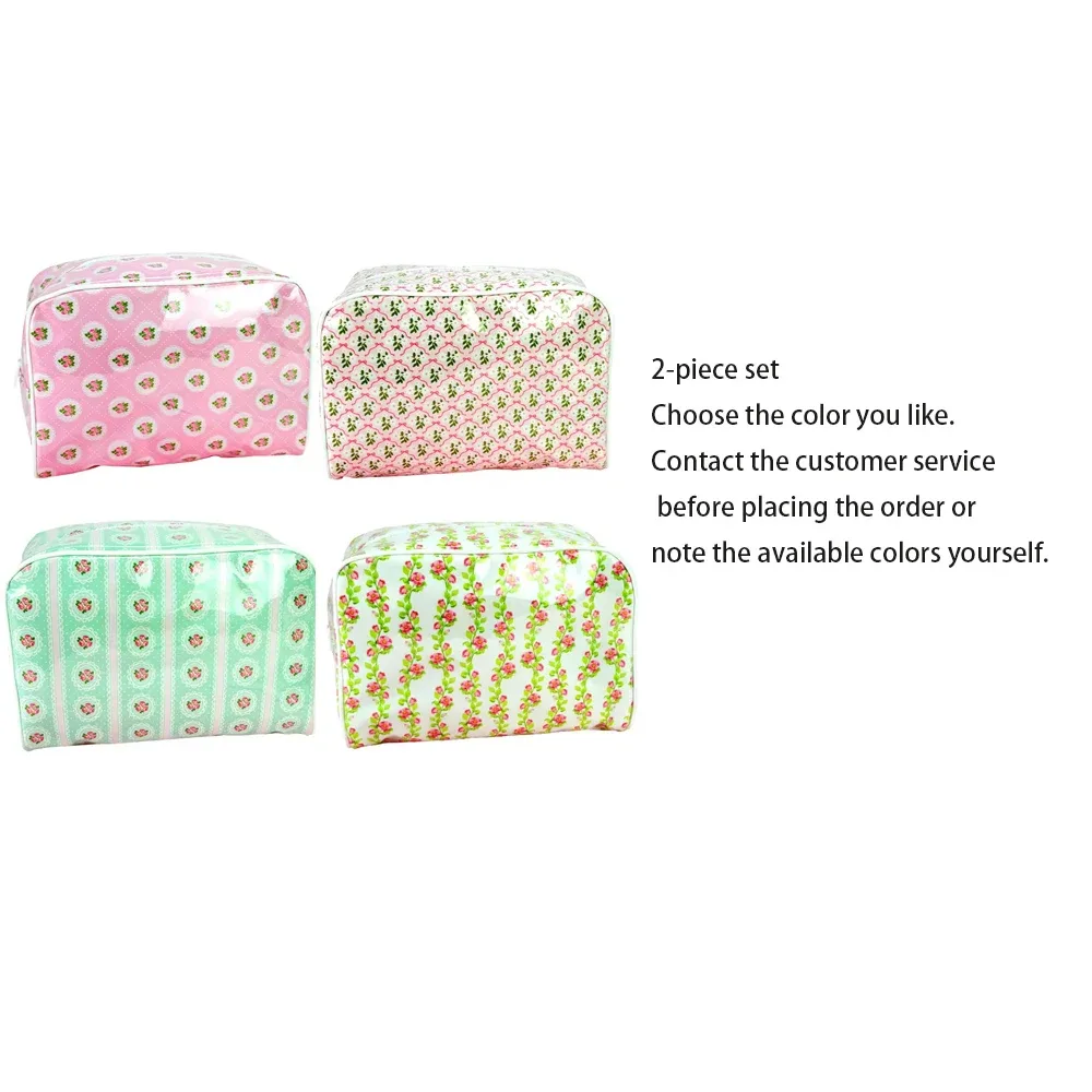 sac de rangement floral printemps-été, trousse de toilette portable mignonne pour femme, sac cosmétique imprimé en pvc transparent et nylon, pochette de voyage pour articles de toilette