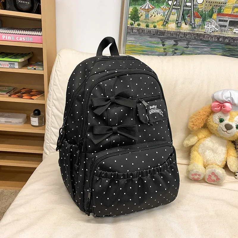 sac à dos coréen à pois grande capacité, décontracté, pour voyage, ordinateur portable, école, université, sac à livres simple pour étudiant