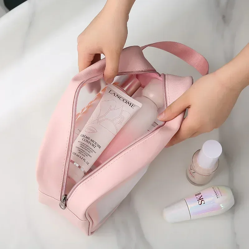sac à cosmétiques transparent pour femmes, ensemble de 3 pièces, sac de toilette étanche, sac de bain en pvc de grande capacité, sac de rangement portable, essentiels de voyage