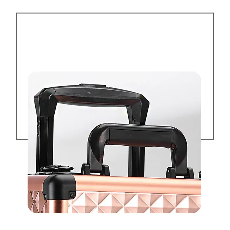 valise pvc dorée noire motif géométrique relief poignées robustes roues toupies grande capacité usage voyage