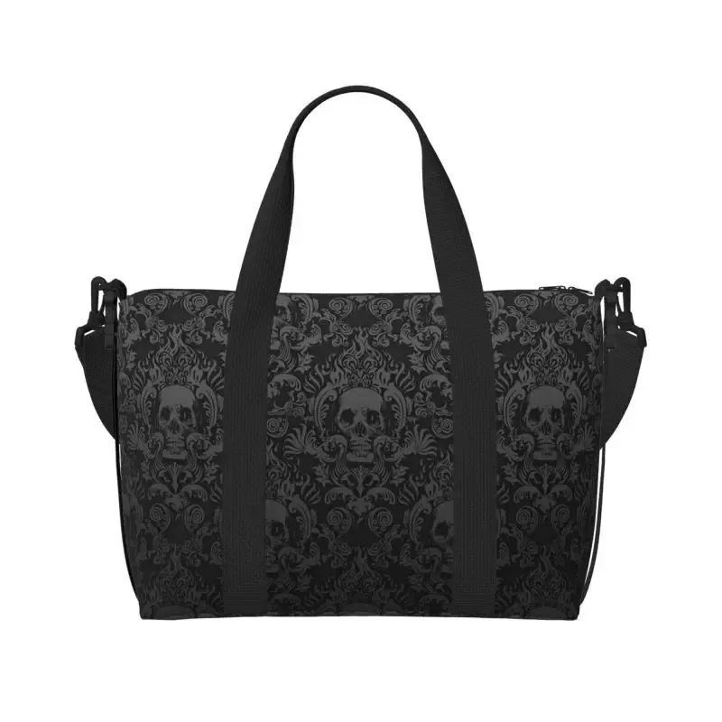sac de voyage gothique noir imprimé damassé, sacs de week-end polyvalents unisexe décontracté étanche, sac de sport et de yoga