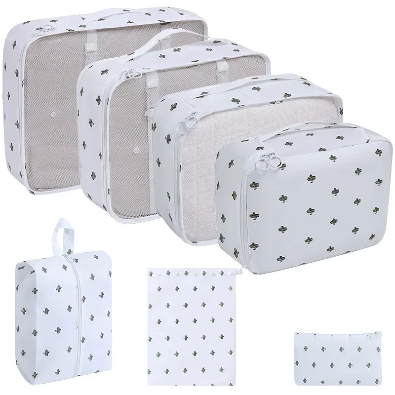 7/8/9 pièces nouvel ensemble organisateur de voyage sacs de rangement grande capacité valise stockage bagages vêtements tri organisateur ensemble pochette à chaussures
