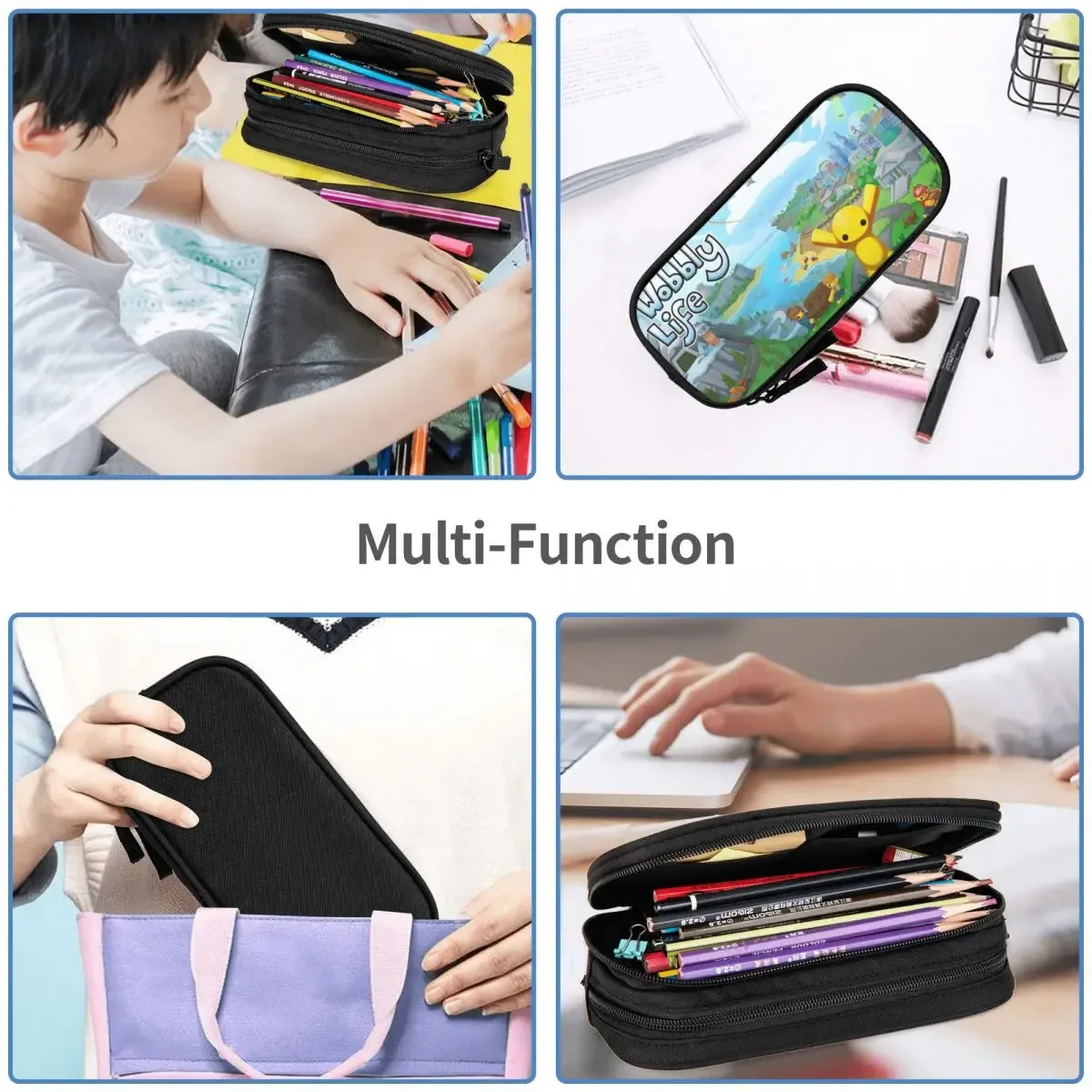 mignon wobbly life jeu en ligne trousse à crayons étuis à crayons stylo pour étudiant grand rangement sacs à crayons bureau fermeture éclair papeterie