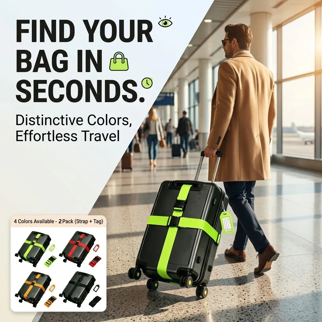 bande sécurité polyester vert étiquette code qr accessoire voyage valise sac main renforcement identification