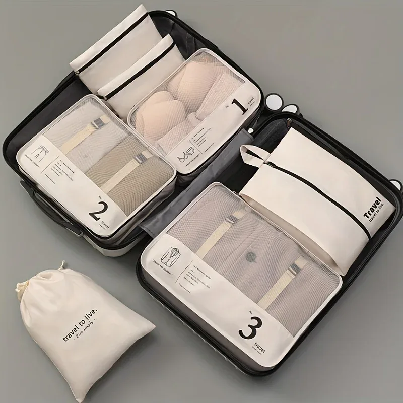 organisateur voyage polyester blanc noir beige cosmétique accessoires compacts polyvalents sécurité durabilité santé santé utilisateurs voyages efficacité