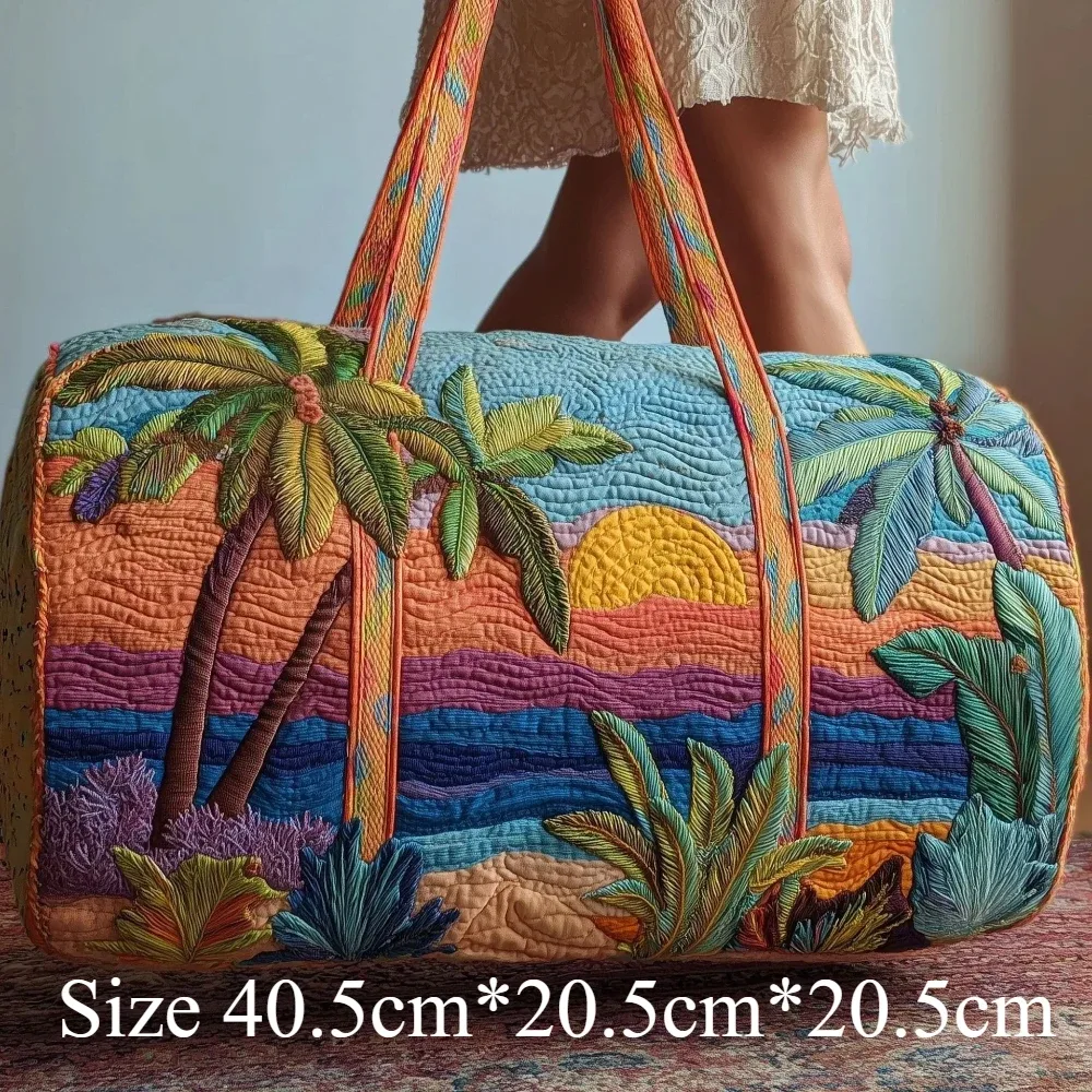 sac de plage matelassé 3d pour hommes et femmes, imprimé en relief y2k, coquillage, palmier, sac de voyage, sac de plage d'été