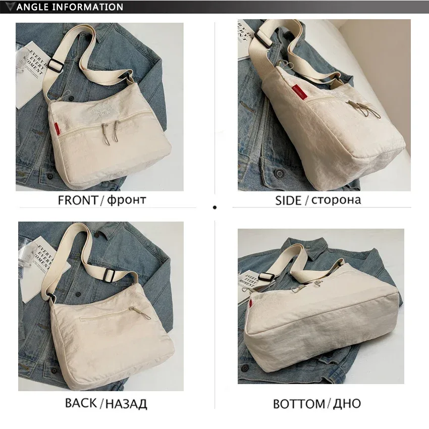 sac à main délavé pour femmes, pochette de voyage à la mode, multi-poches, imperméable, à bandoulière alertes onale, sacoche d'école douce et décontractée