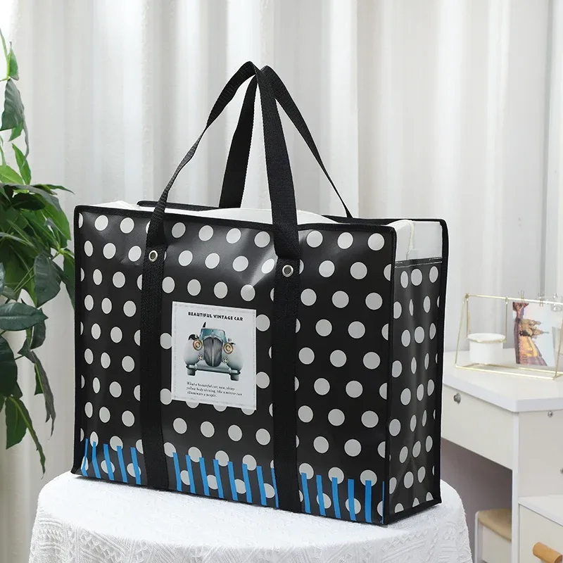 sac de rangement de couette non tissé de dessin animé portable, grande capacité, étanche, voyage, shopping, organisateur de jouets gt, sac plié