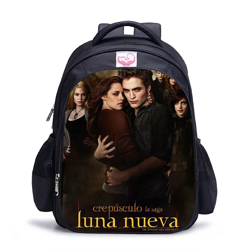 sac dos polyester twilight personnages imprimés pochette mesh latérale poche fendue ceinture air enfant adolescents usage école jour