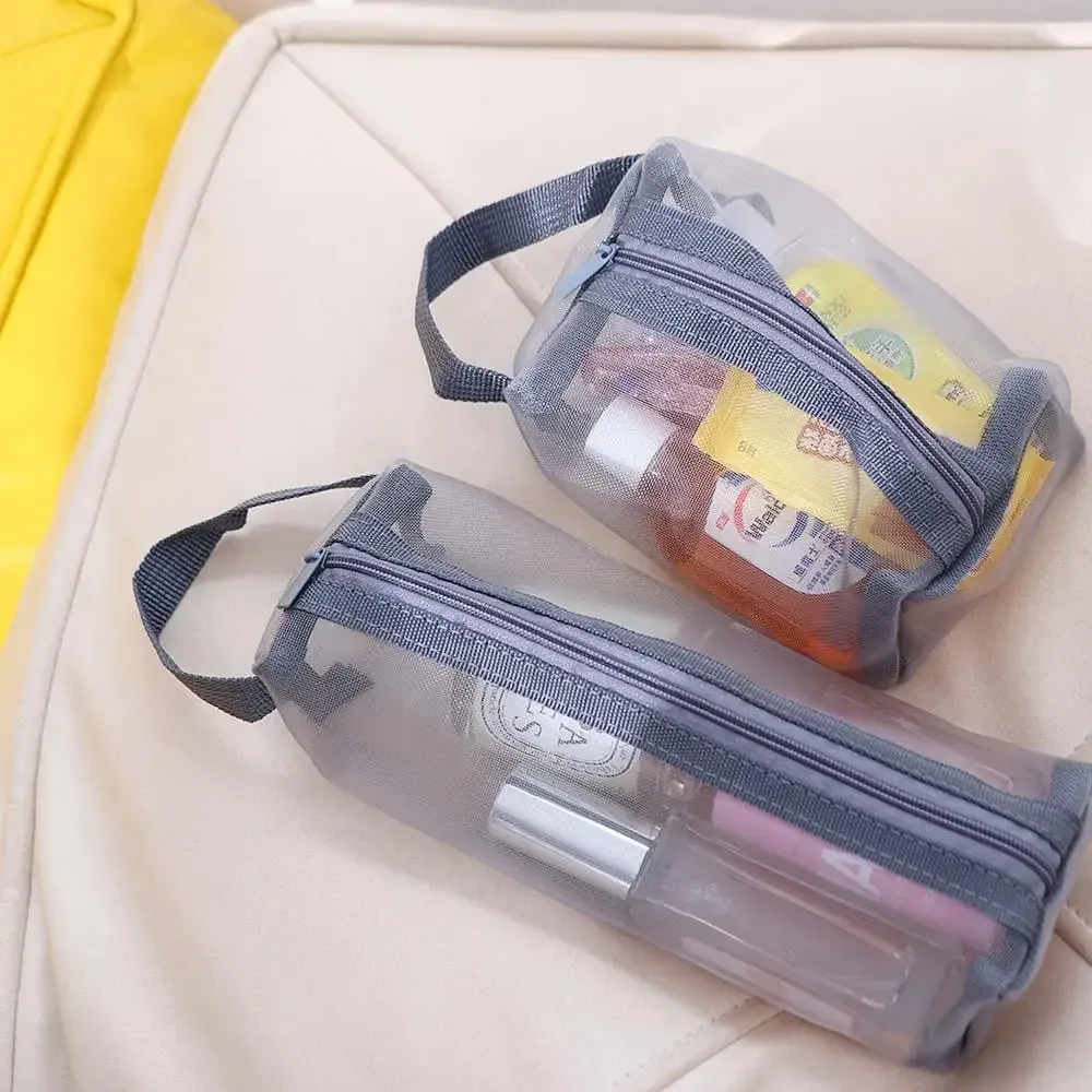 trousse de toilette en maille, sac de lavage de voyage, sac de maquillage à fermeture éclair de grande capacité, sac de rangement de soins de la peau, sac de cosmétiques pour femmes, sac de rangement coréen