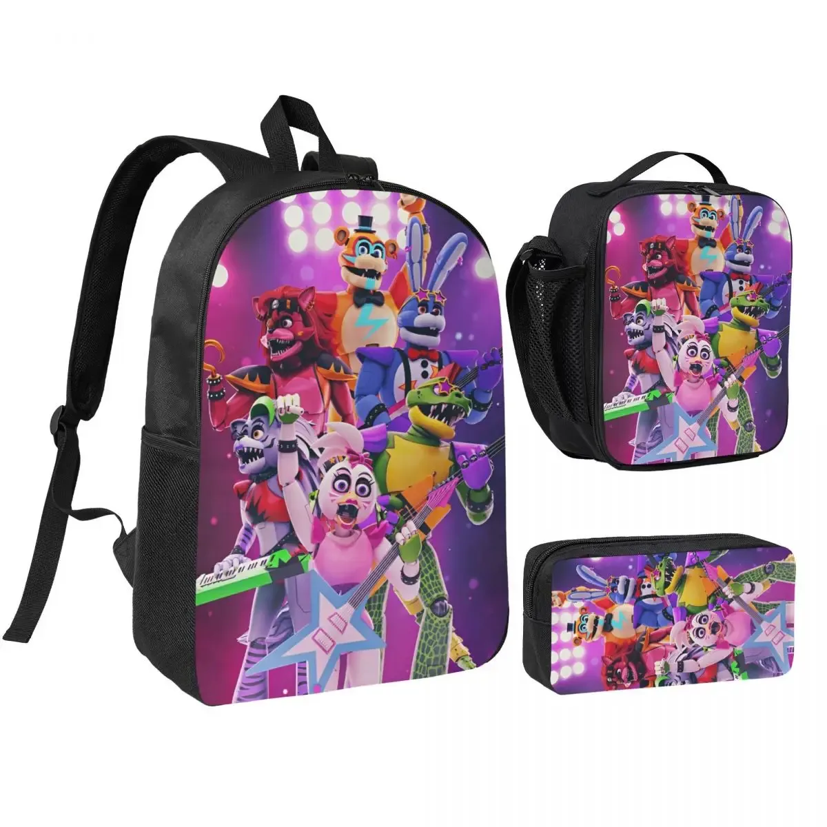 sac dos polyester noir motif clown stylistique bourse déjeuner trousse stylos accessoires voyage étudiant retour école portable