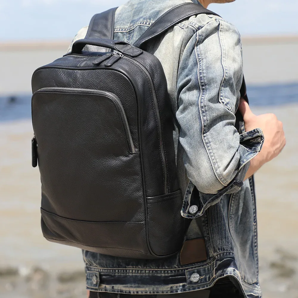 s.worker grand sac à dos classique en cuir véritable, cadeau pour homme, sacs d'école décontractés, sac à dos de voyage pour homme