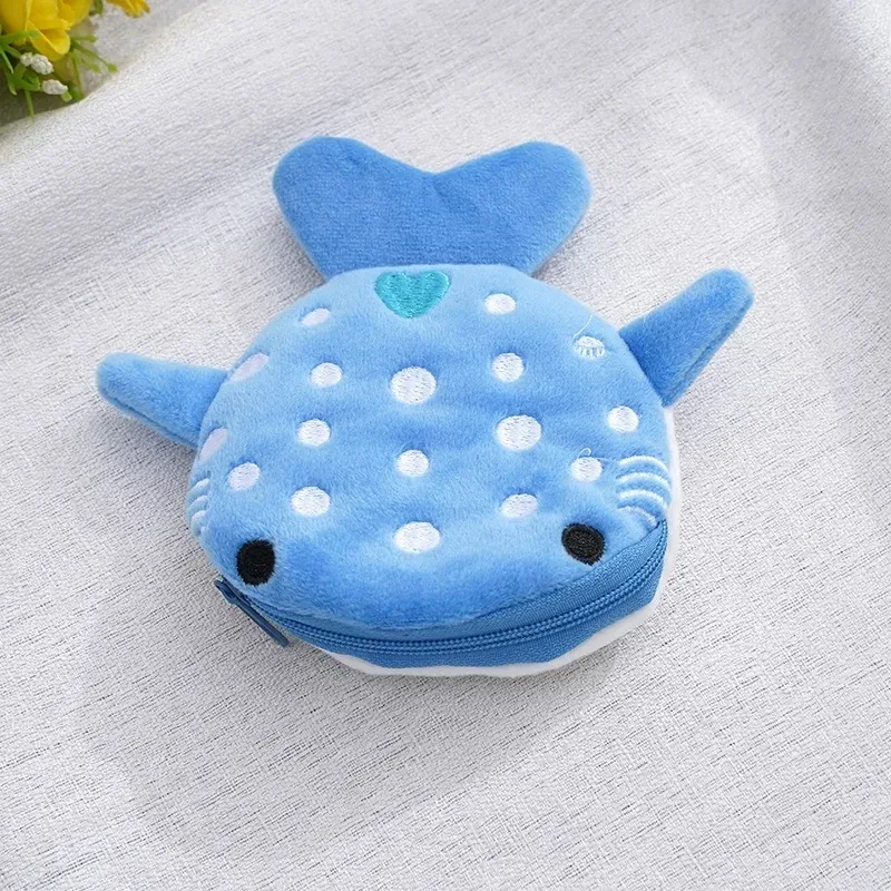 porte-monnaie en peluche requin de dessin animé, mignon porte-monnaie avec porte-clés, organisateur de câbles de données, pochette à fermeture éclair, petit cadeau, nouvelle collection