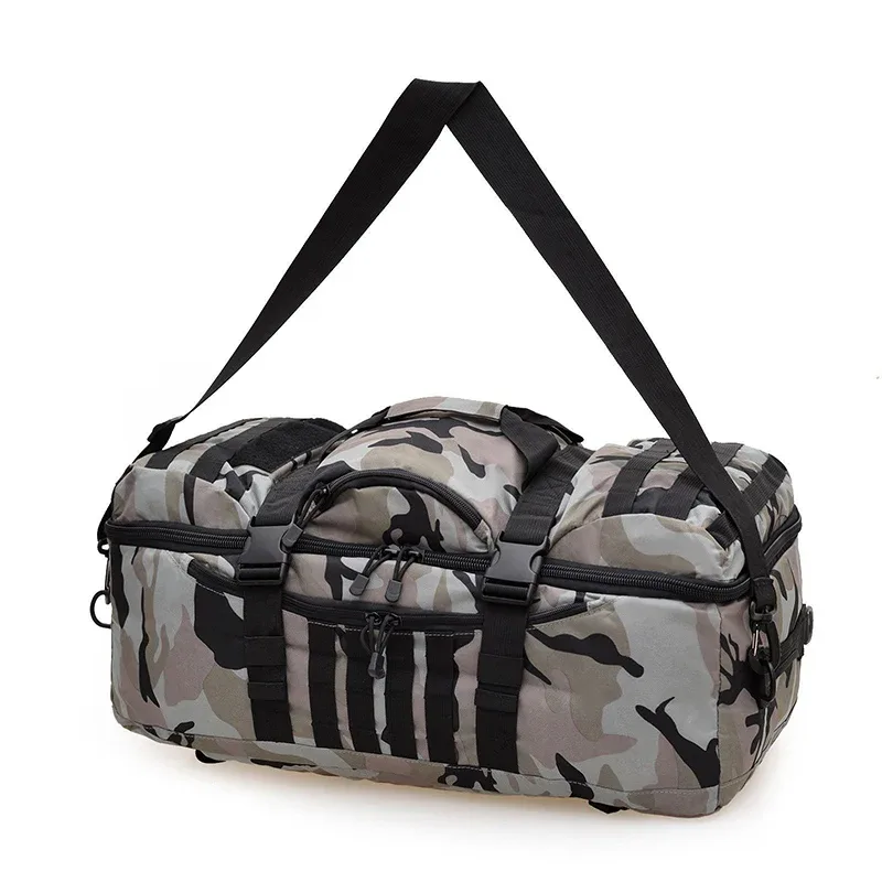 sac de voyage tactique imperméable noir camouflage grande capacité avec sangles molle pour la randonnée et le camping