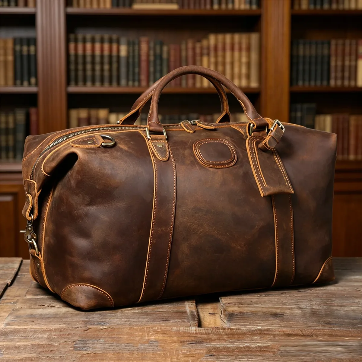 sac de voyage en cuir pleine fleur s.worker premium, style vintage, grand format, bagage à main en cuir véritable