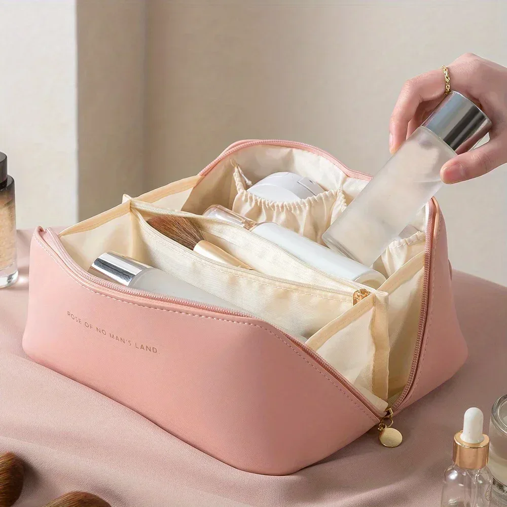 organisateur de maquillage trousse de toilette féminine sac trousse de maquillage pochette de rangement boîte de luxe pour dame, sac à cosmétiques, sac de rangement pour voyage zip