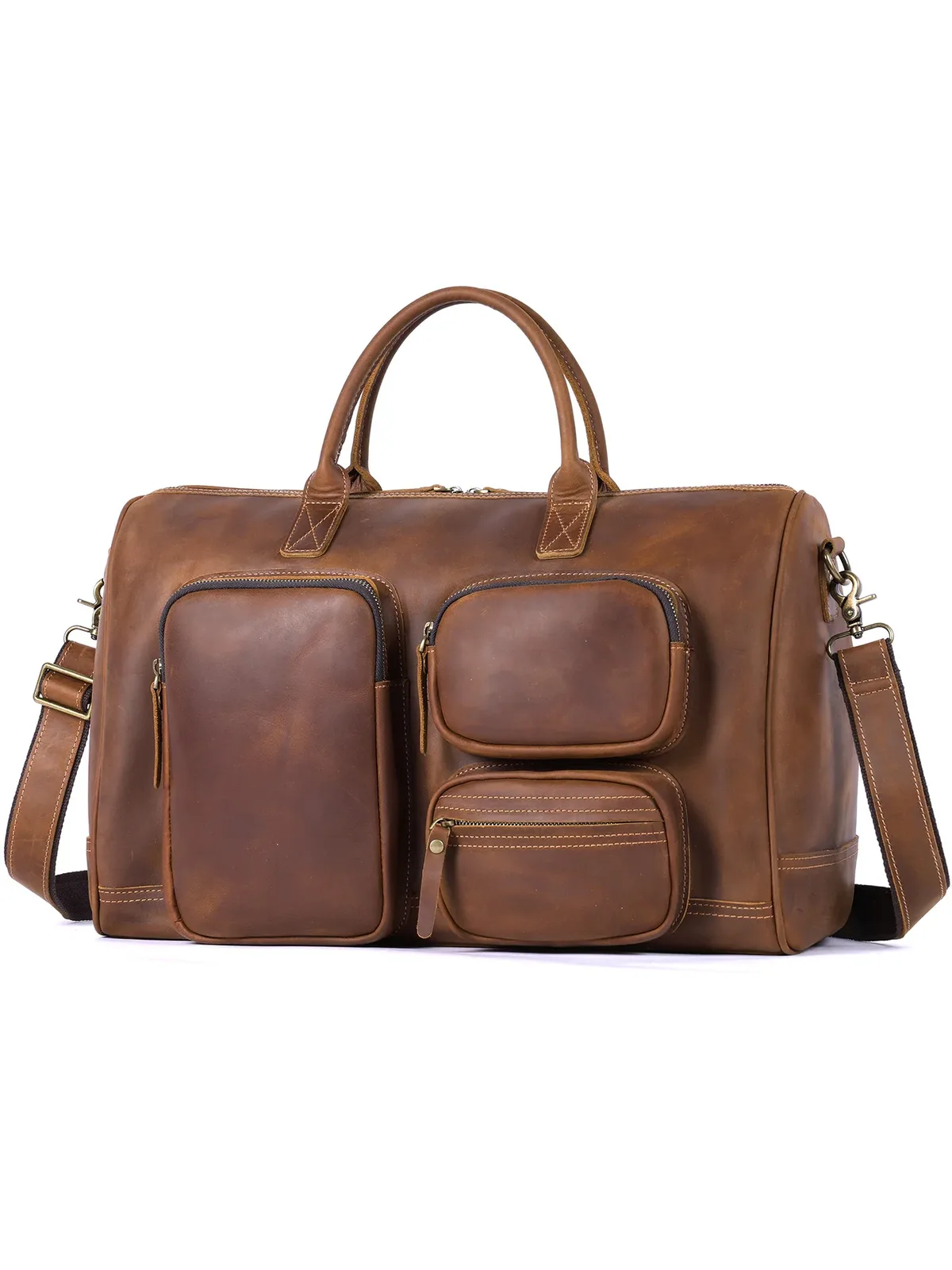 pndme vintage luxe fou cheval peau de vache hommes grande capacité sac de voyage en plein air fitness à la main en cuir véritable grand sac à main