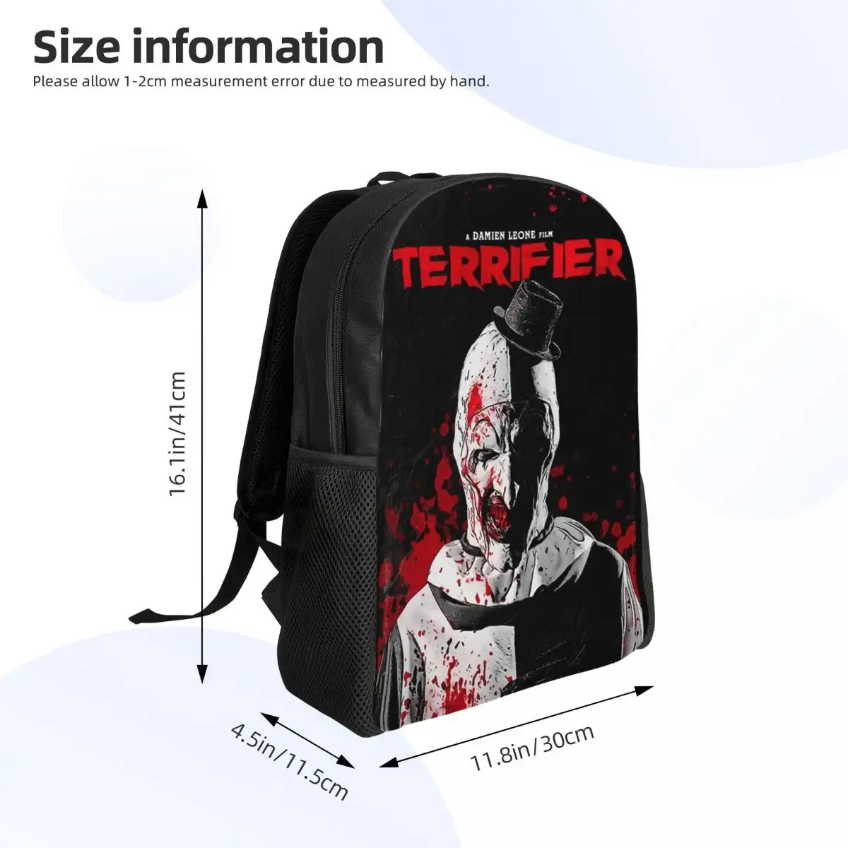 sac à dos de voyage personnalisé terrifier movie pour hommes et femmes, cartable d'ordinateur scolaire, sac à dos d'étudiant, sacs d'horreur, halloween, clown, collège