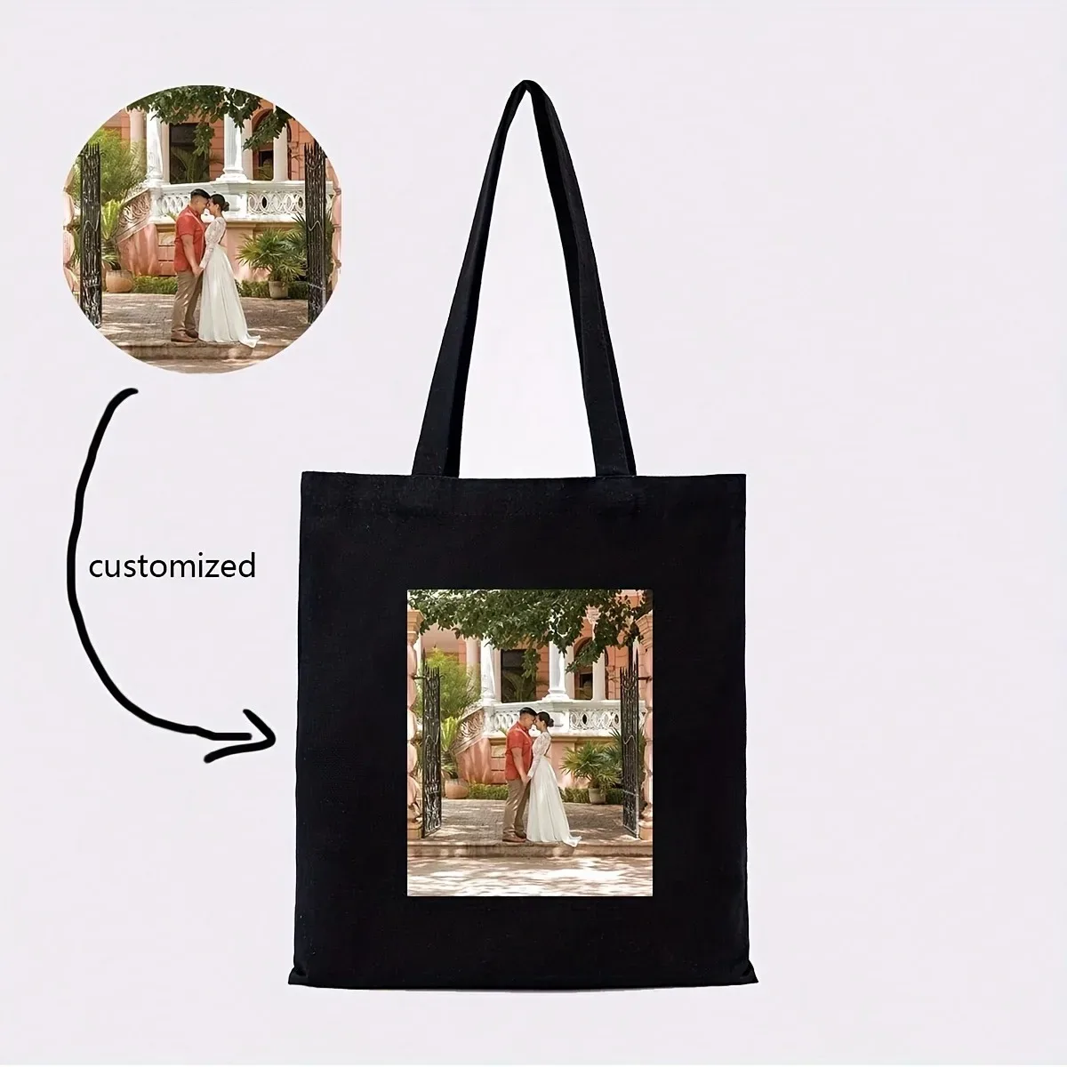 sac fourre-tout noir personnalisable avec design sur mesure – cadeau idéal pour halloween, noël, thanksgiving – sac à bandoulière