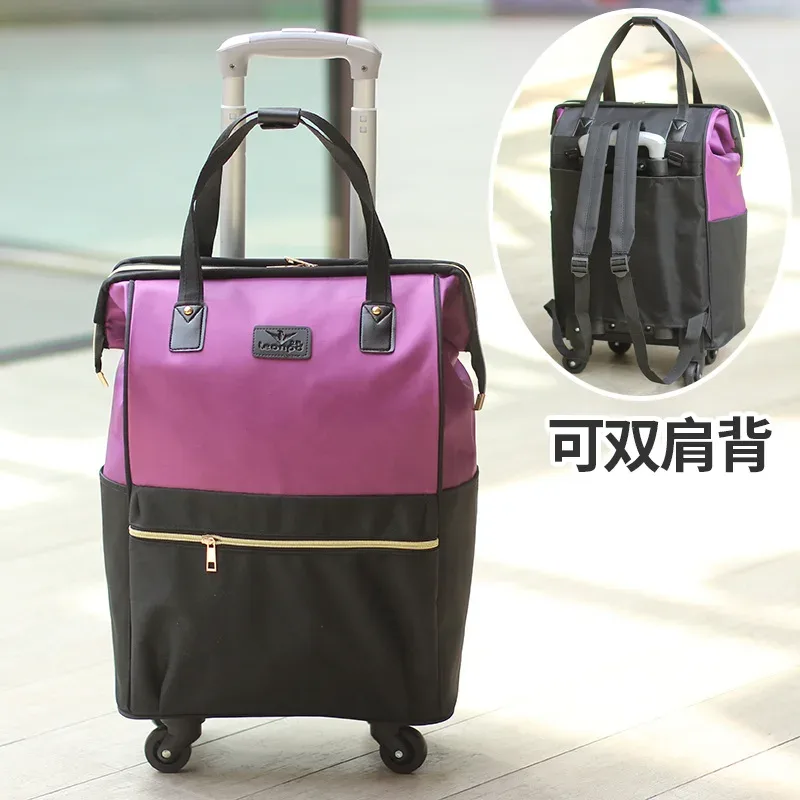 valise de voyage simple et portable de grande capacité pour femmes, sac à roulettes, sac à dos, sac d'embarquement, 2025