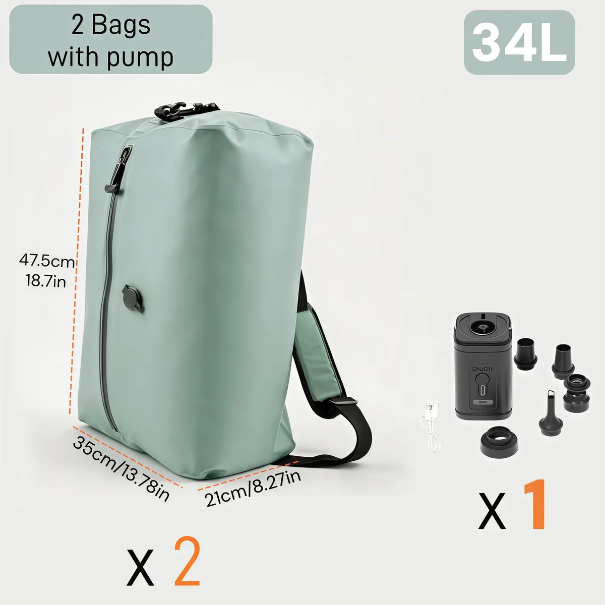 sacs de compression à vide diagonal 34l avec pompe électrique usb, sacs organisateurs pour vêtements et penderie, réutilisables, anti-poussière et résistants, économie d'espace de 60%, idéal pour voyage et armoire