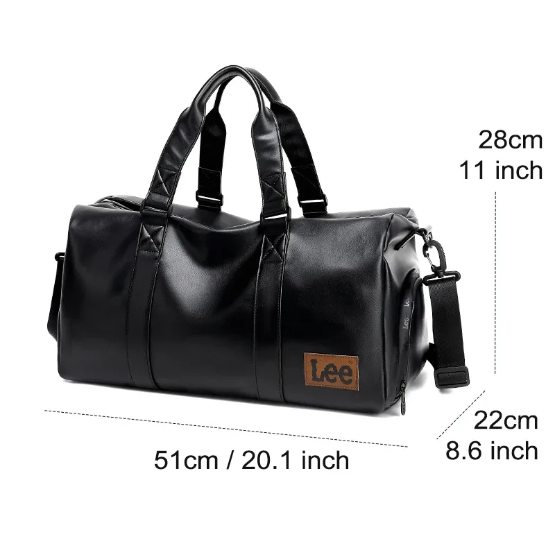 lee – sac polochon de voyage en cuir imperméable de haute qualité, compartiment à chaussures sec et humide, grand bagage d'entraînement, sac de fitness pour femmes et hommes