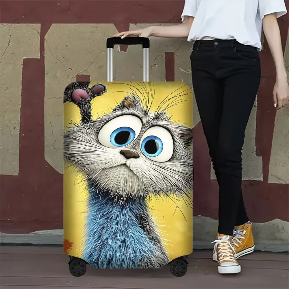 1 housse de bagage fantaisie à motif œil bleu pour bagages de 18 à 32 pouces ; accessoires de voyage anti-poussière et élastiques pour une protection efficace