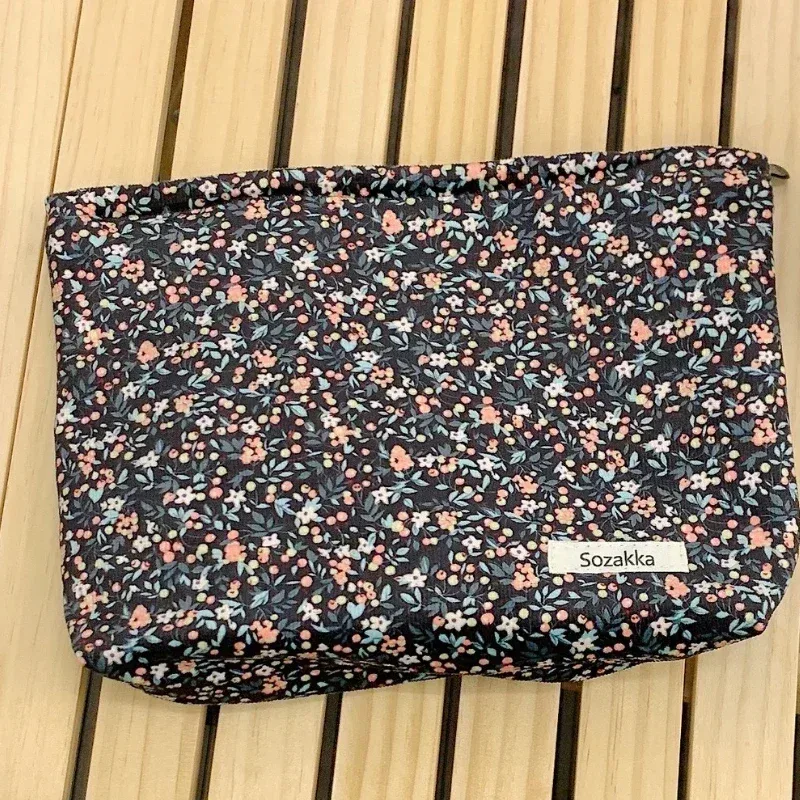 sac à cosmétiques rétro à fleurs, pochette de maquillage, trousse de toilette portable de grande capacité, organisateur de soins de la peau, pochette quotidienne