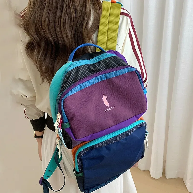 sac à dos tendance unisexe multicolore patchwork 16l, sac de voyage, sac à dos pour étudiants
