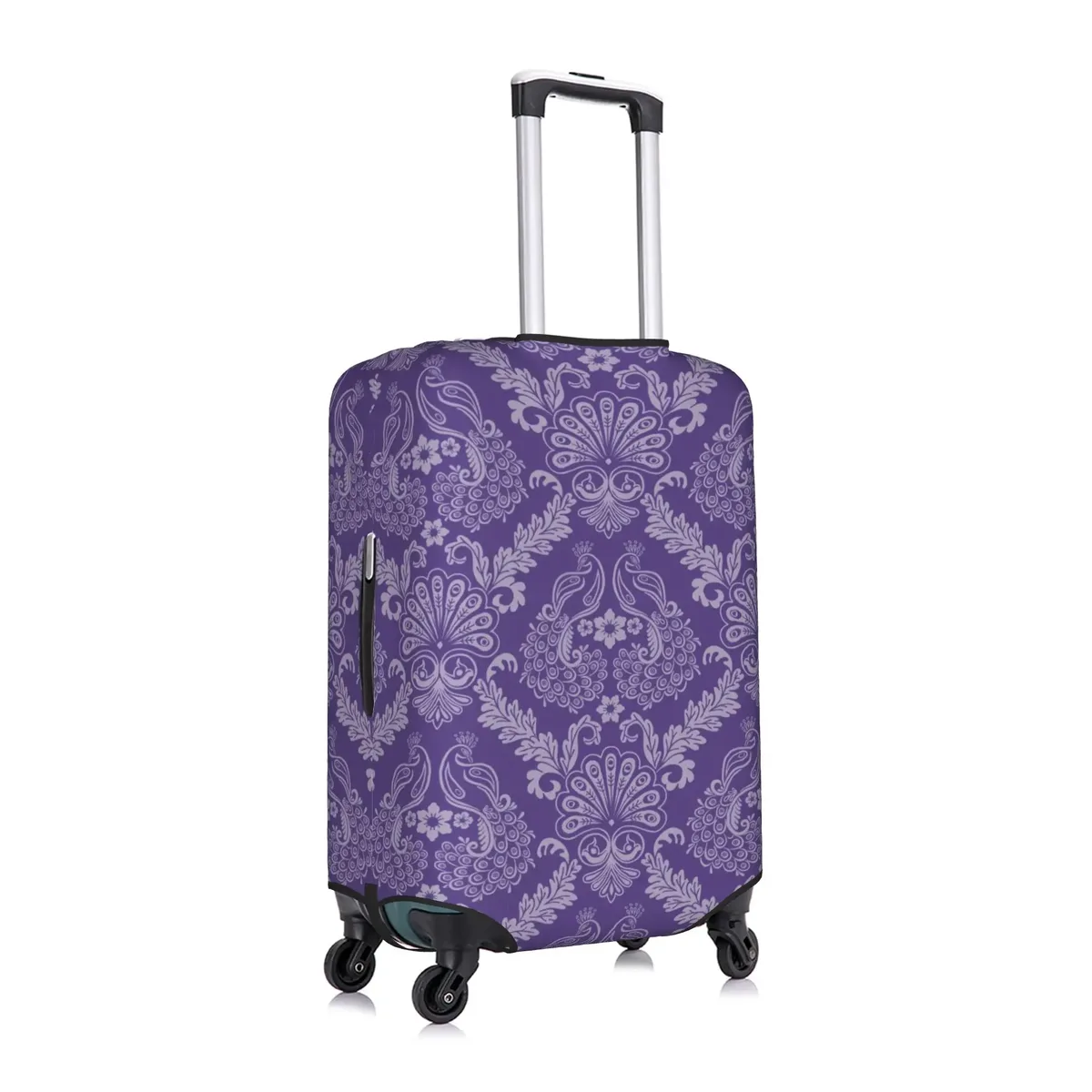 housse de protection pour bagages, motif paon amusant, violet clair sur violet, housse de valise de voyage élastique à motif animal
