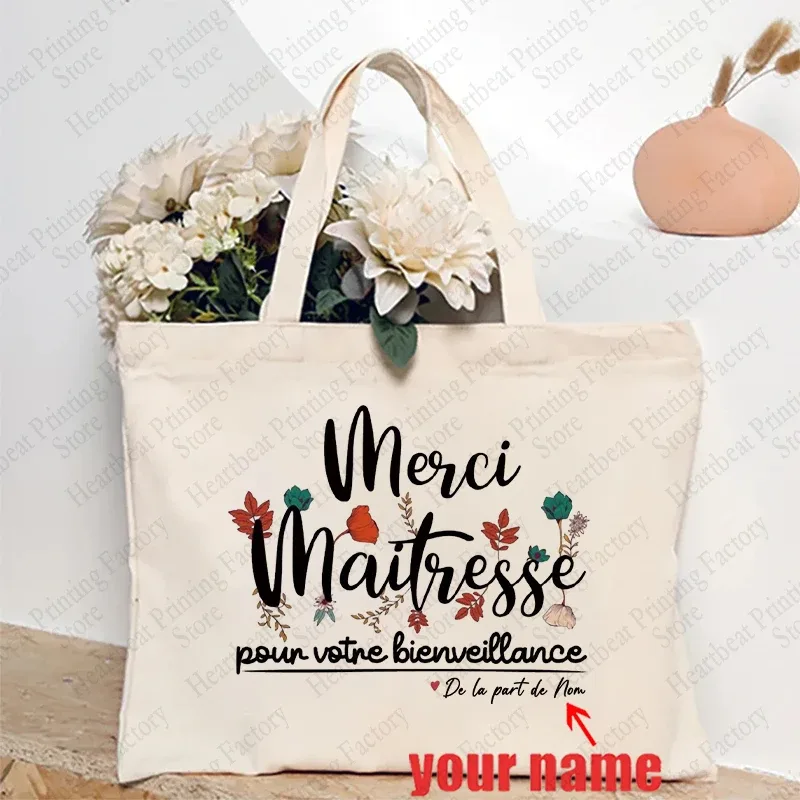 sac fourre-tout d'appréciation floral personnalisé pour enseignants avec nom personnalisé - sac à bandoulière cadeau éducatifs cadeaux de fin de l'année scolaire