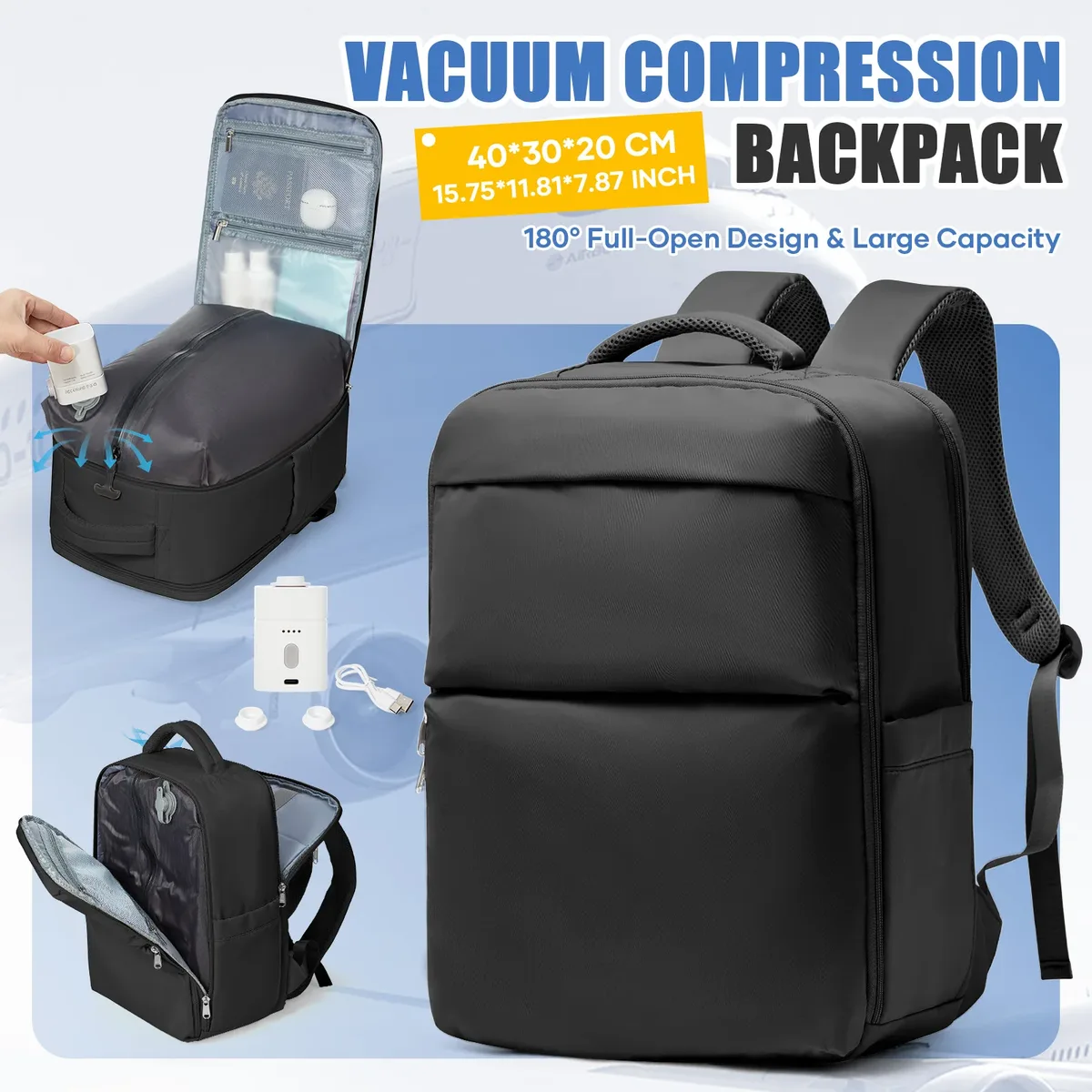 Sac à dos de voyage sous vide Ryanair 40x30x20, bagage à main, sac de cabine, sac à dos pour ordinateur portable homme femme, sac à dos 50x35x21