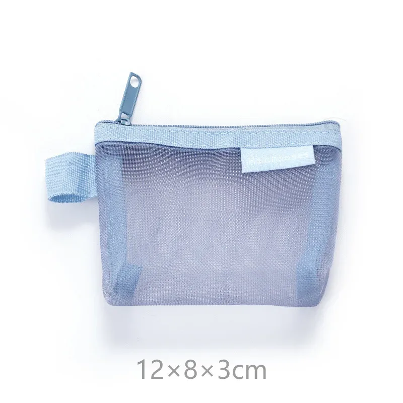 mini sacs à cosmétiques en maille de nylon transparent avec fermeture éclair, petits sacs de maquillage pour rouge à lèvres, pochette pour ligne de données, étui organisateur pour clé d'écouteurs