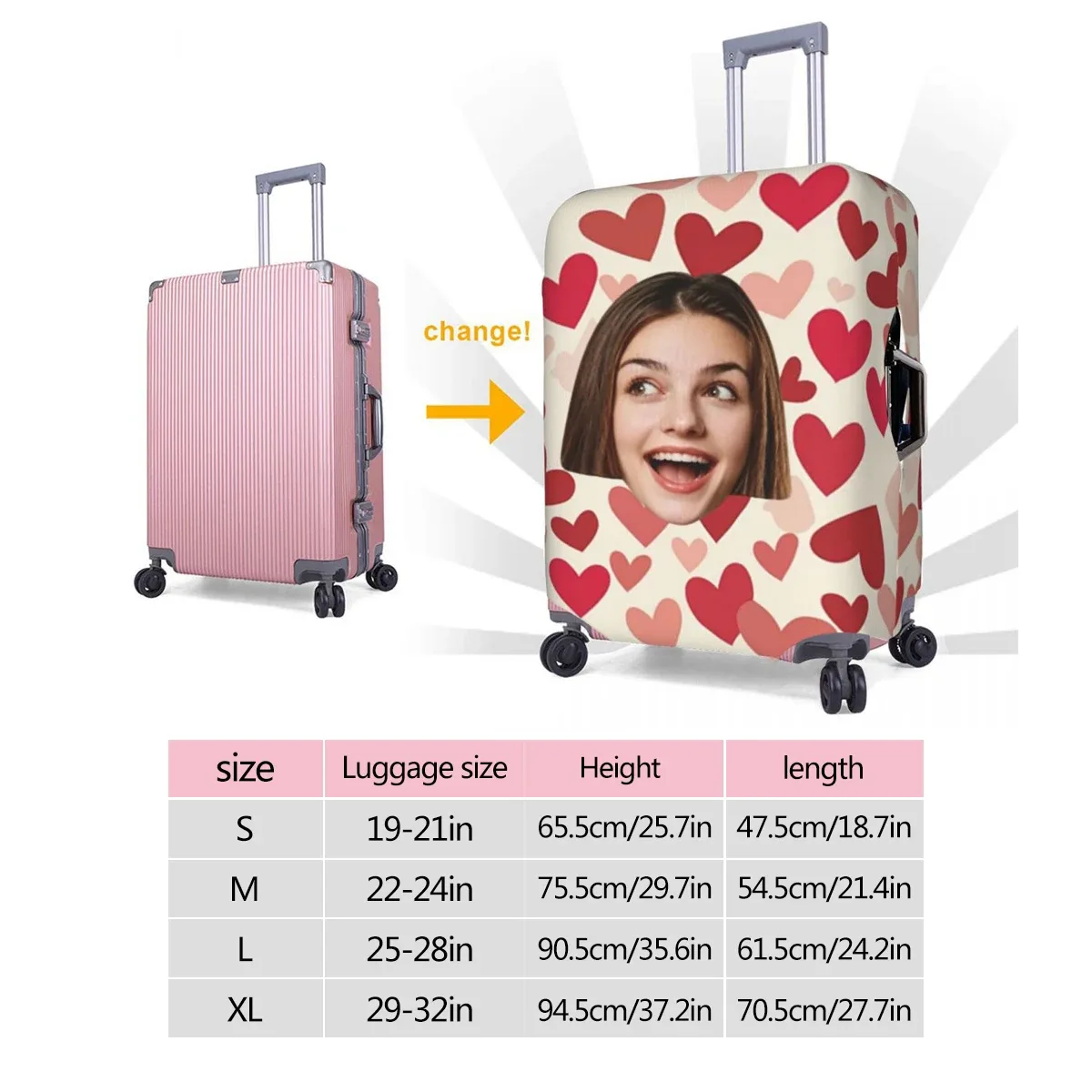 housse de bagage personnalisée avec logo, élastique, votre design ici, housse de protection pour valise de voyage, convient aux valises de 18 à 32 pouces