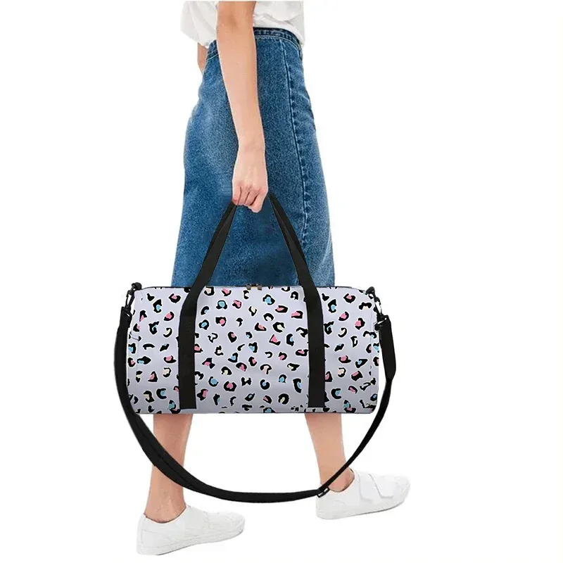 sac à bagages grande capacité à motif léopard pour garçons/filles, meilleur cadeau, sac de voyage de loisirs à dessin animé 2d, sac de fitness