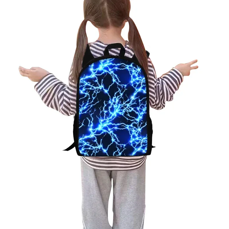 ensemble de sacs à dos trois pièces thème éclair et foudre pour garçons et filles – meilleurs cadeaux – sac à dos scolaire 2d plat à motif dessin animé pour enfants