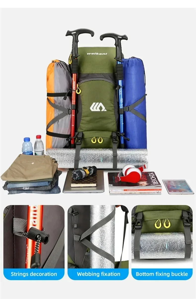 grand sac à dos de voyage étanche pour homme, sac de camping, sac à dos de randonnée, sac de tourisme, sports de plein air, escalade, canadisme, 50l