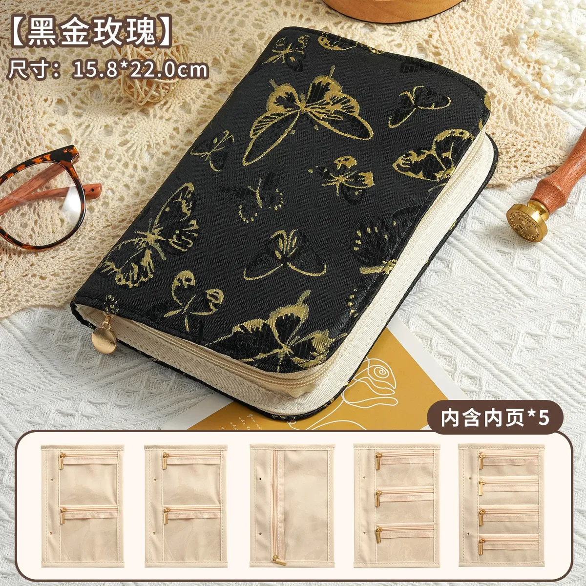 coffret de rangement à bijoux en velours haut de gamme avec fermeture éclair, sac de rangement portable anti-oxydation pour bijoux en or et argent, style cuir de luxe