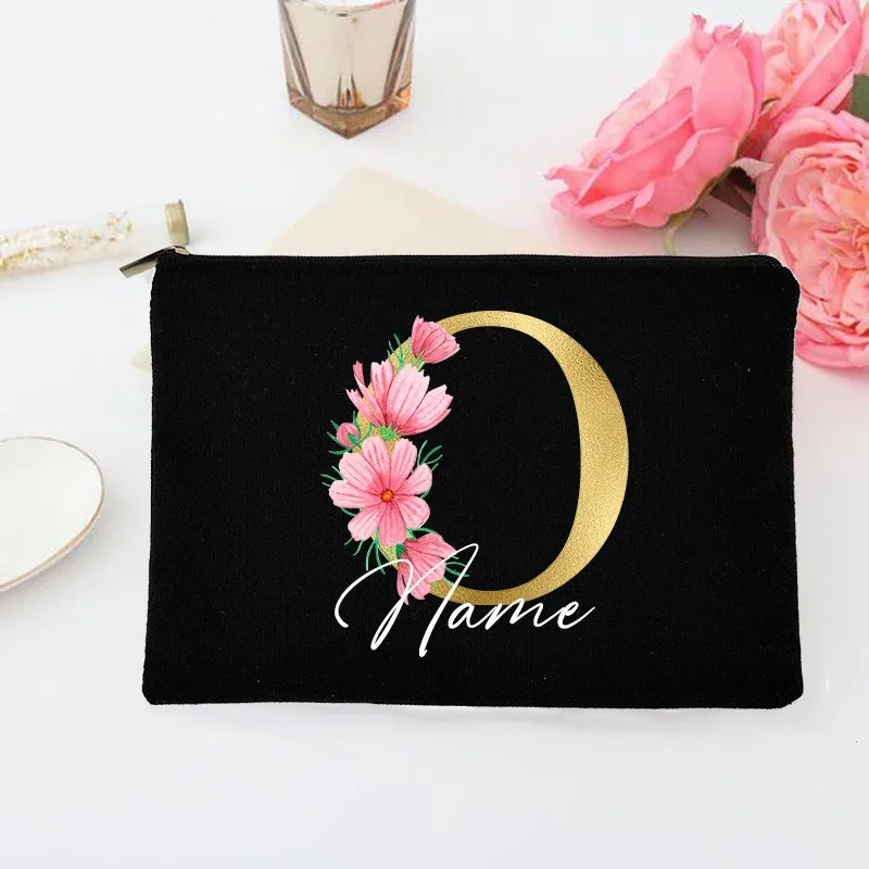 pochette de maquillage personnalisée avec initiales et nom, trousse de toilette de mariée, pochette de toilette monogramme, cadeaux de mariage pour demoiselle d'honneur