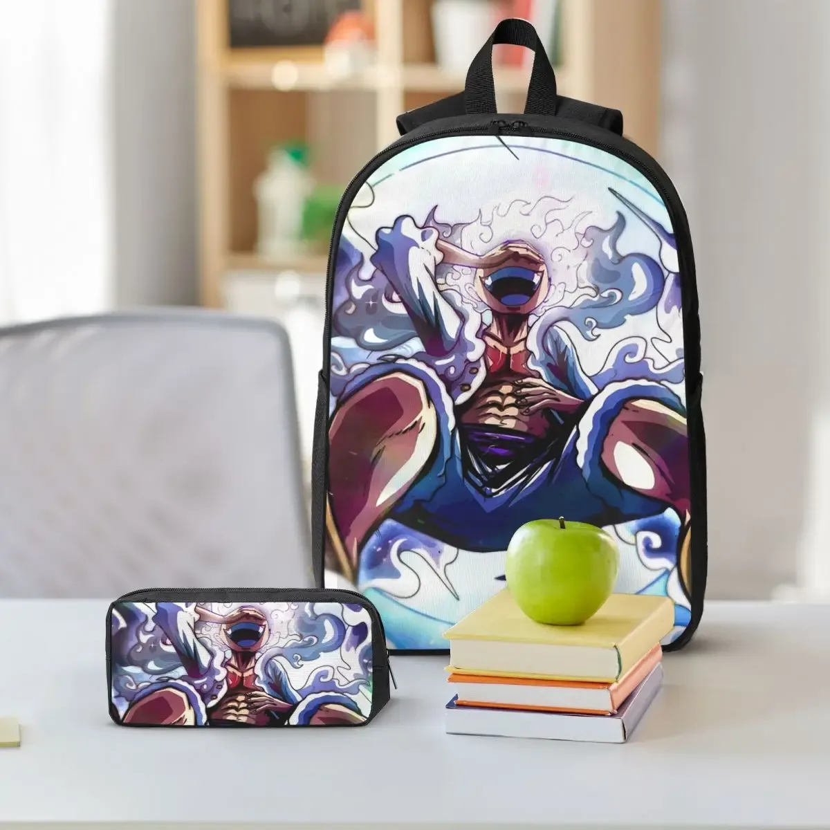 luffy in gear 5 sac à dos étudiant garçons filles bookbag sac d'école ordinateur portable sacs à bandoulière 3ps sac à déjeuner isolé trousse à crayons