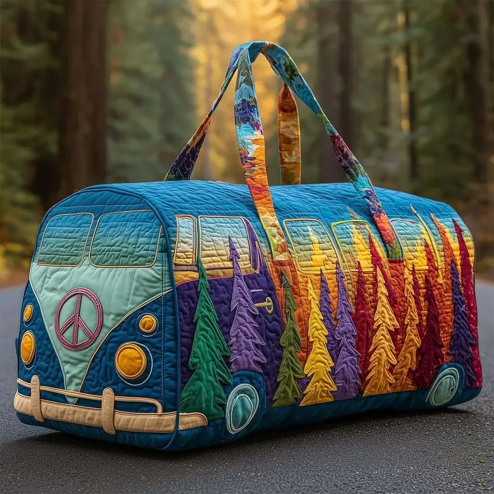 sac de voyage matelassé en coton, style bohème hippie, imprimé, sac de yoga, motif champignon 3d, sacs de nuit pour voyage