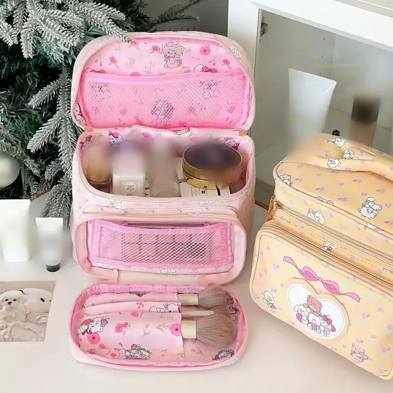 sac de maquillage princesse mignon, sac de rangement portable pour sortir, fourre-tout carré de grande capacité pour les voyages d'affaires, nouvelle collection 2025