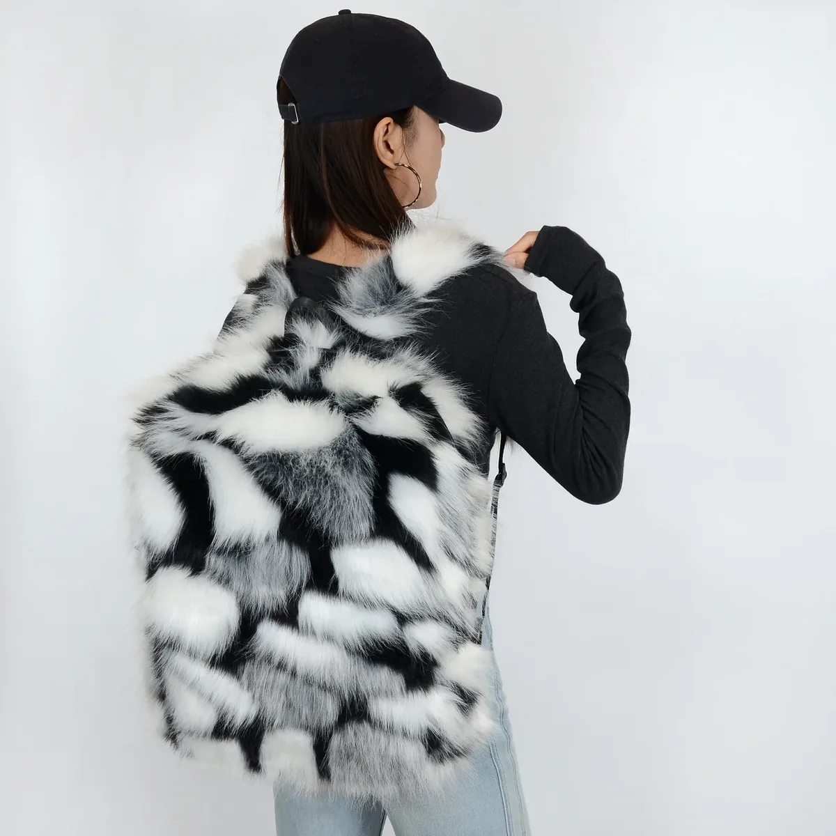 nouveau sac à dos en fausse fourrure grande capacité unisexe, sac à bandoulière en peluche pour voyage automne-hiver, sac à dos en tissu doux super grande taille unisexe