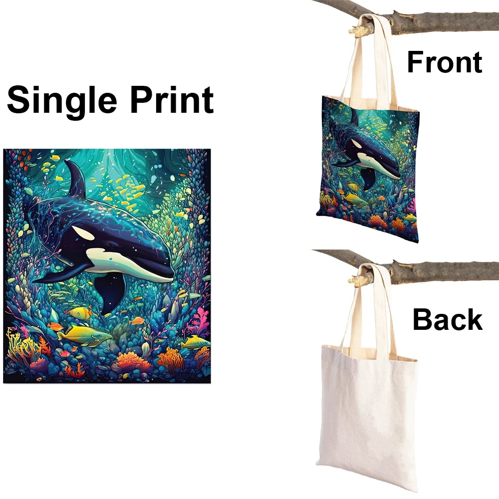 sac fourre-tout en toile à impression différente pour femmes, sacs à main personnalisés avec logo imprimé, grand sac de shopping initié, livraison directe