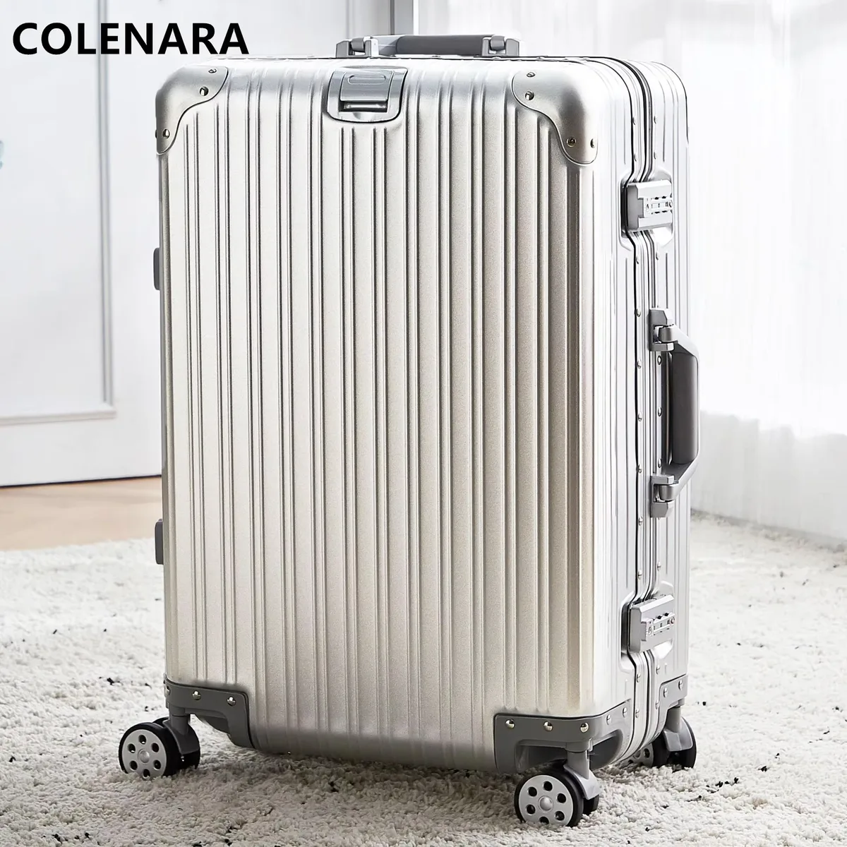 valise colenara 20"24"26"29 pouces, valise à roulettes en alliage d'aluminium et de magnésium, bagage de cabine, sac de voyage, valise à roulettes pour homme, valise de voyage d'affaires