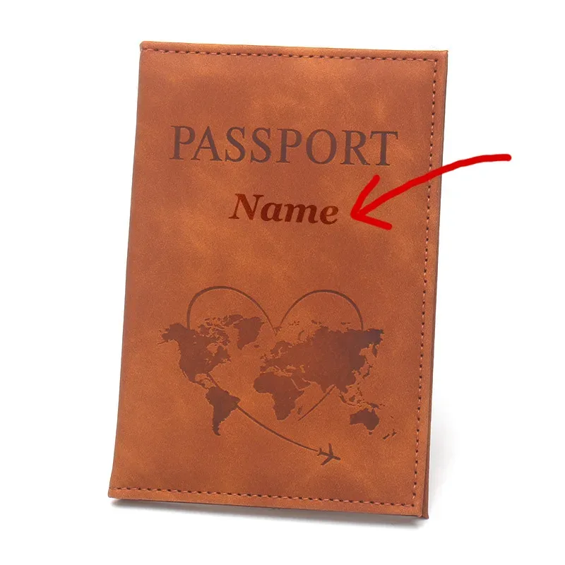 housse passeport personnalisée gravée nom | porte-passeport cuir pu pour couples femmes | étui voyage pvc nominatif (14.2x9.8cm)