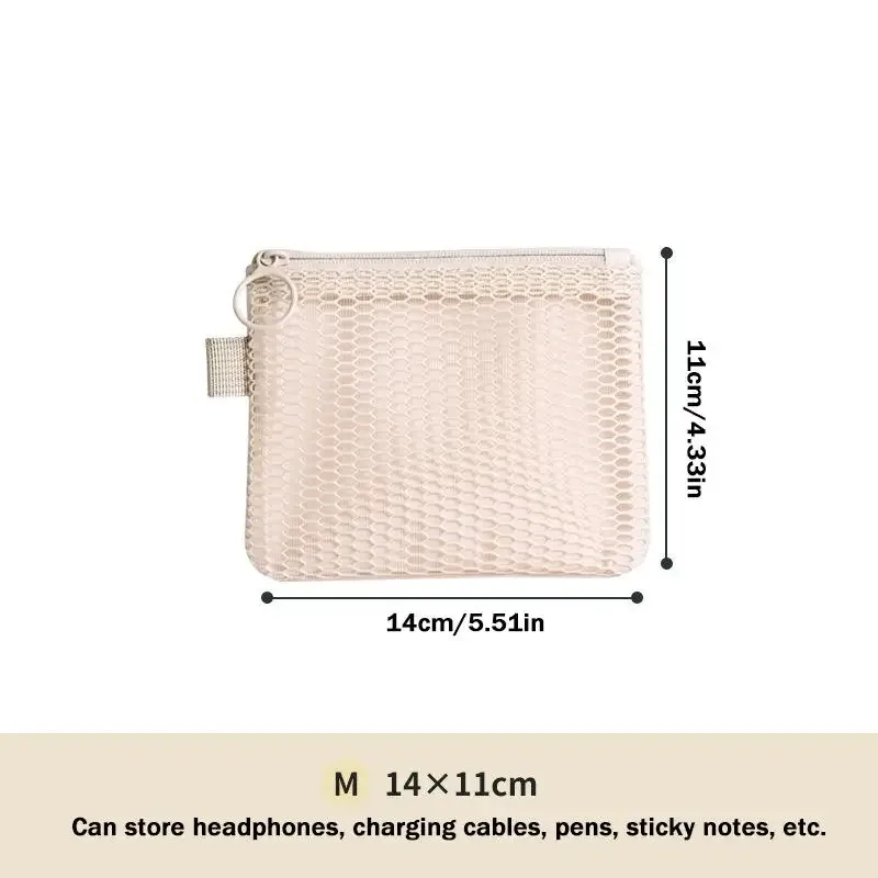 trousse de toilette portable transparente en maille grande capacité, pochette cosmétique en filet pour le rangement du maquillage en voyage pour femmes