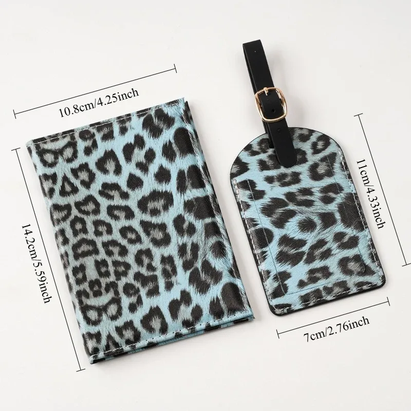porte-passeport en cuir pu imprimé léopard, étui de protection pour passeport, étiquettes de bagages de voyage, accessoires de voyage pour femmes et hommes
